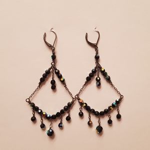 Elegant Black Chandelier Earrings